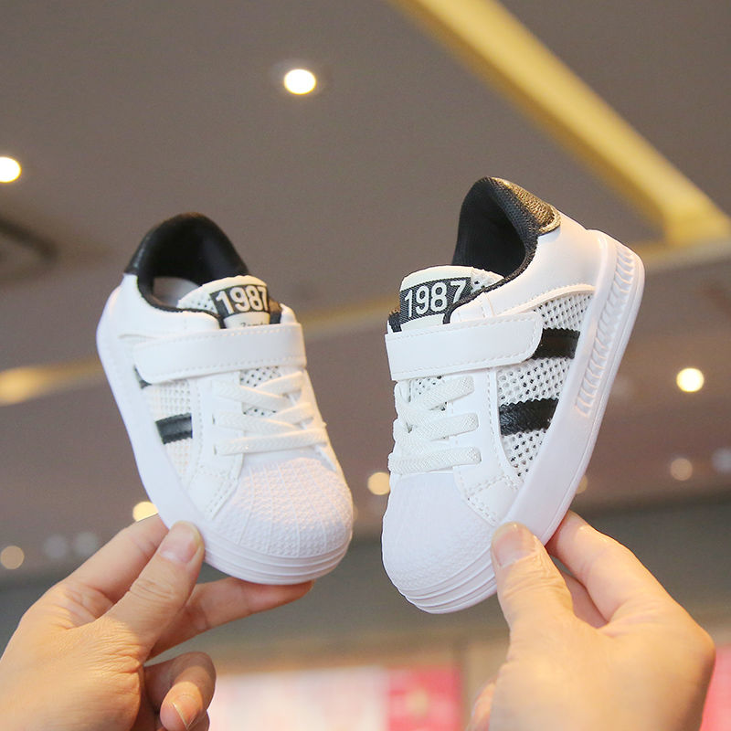 Children's shell toe sneakers 2023 spring and summer new breathable boys' shoes baby shoes girls' white shoes single net