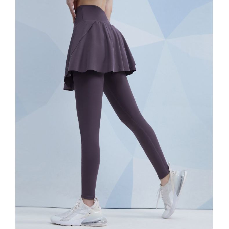 范斯蒂克瑜伽裤假两件女高档运动裤跑步训练健身裤外穿假两件裙裤