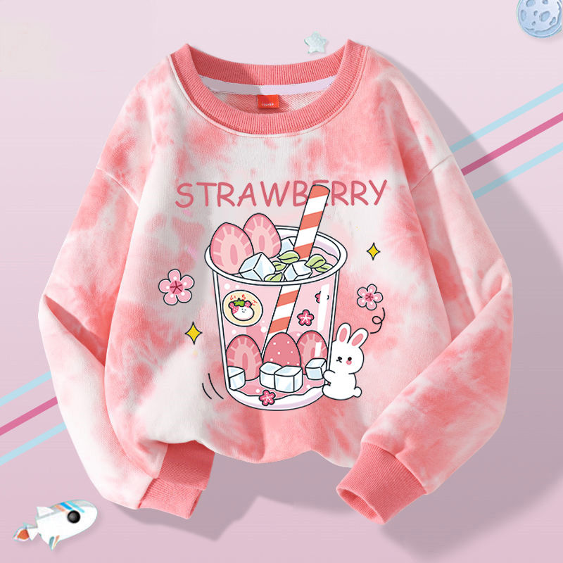 Girls' sweater spring and autumn style 2023 new tie-dye all-match children's spring thin section foreign style long-sleeved top for girls