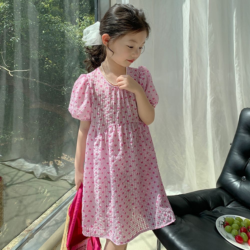 女童连衣裙2023夏季新款小女孩漂亮裙子儿童女宝宝短袖甜美公主裙