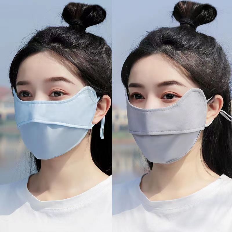 Summer sunscreen mask women's full face face protection spring and summer ice silk anti-ultraviolet washable ultra-thin sunshade eye protection