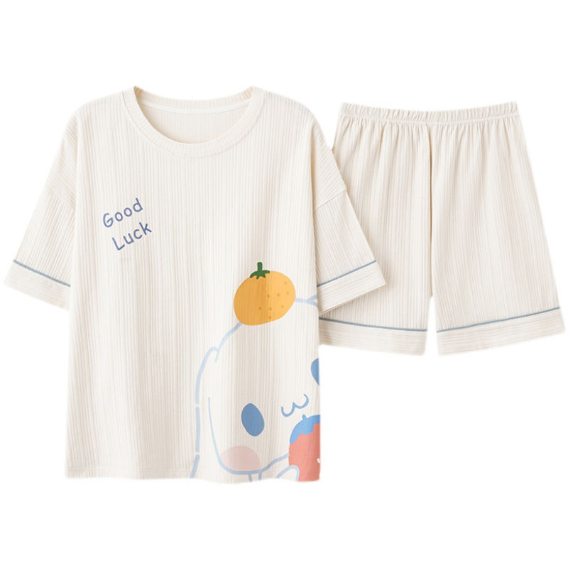 女童睡衣新款纯棉儿童短袖短裤薄款夏季家居服套装卡通可爱玉桂狗