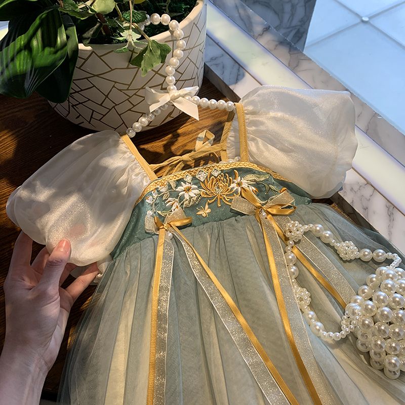 女童漢服中國風夏裝神話人物服裝兒童古裝女寶寶舞蹈公主裙禮服裙