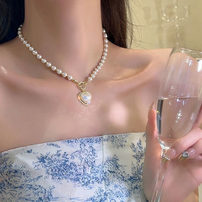 珍珠项链女轻奢爱心年新款潮小众设计感锁骨链高级感气质颈链