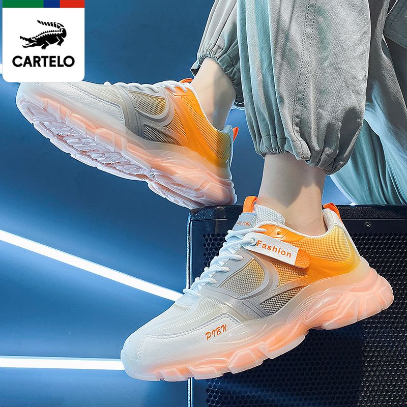 Men's Shoes  Summer New Flying Mesh Shoes Breathable Sports Shoes Popcorn Dad Trendy Shoes