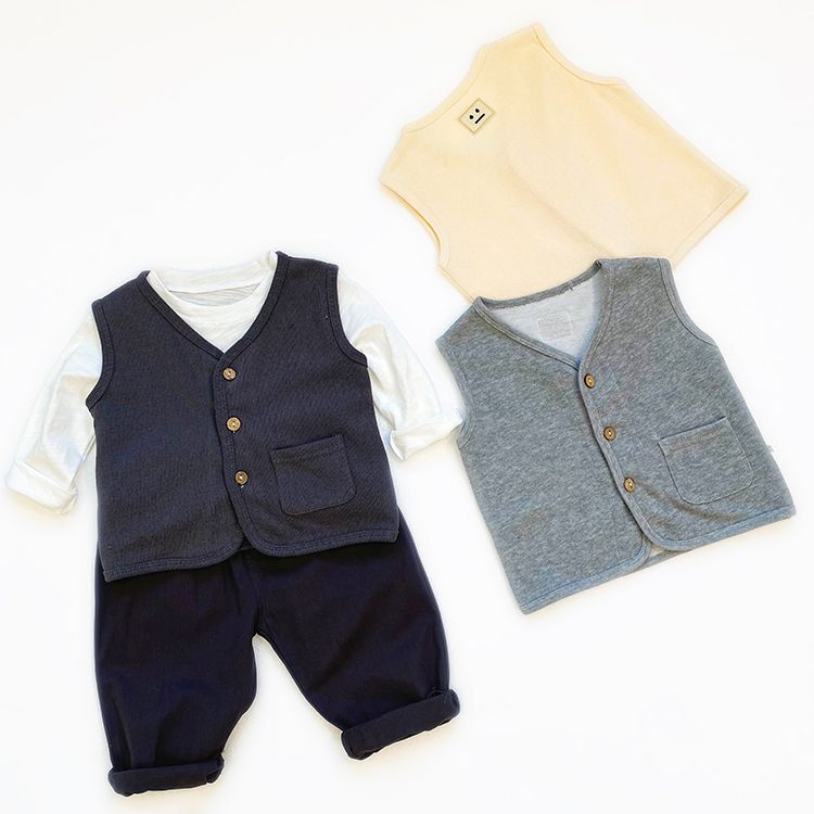 Korean version of children's vest knitted vest 2023 new spring and autumn baby vest vest for men and women foreign style solid color top