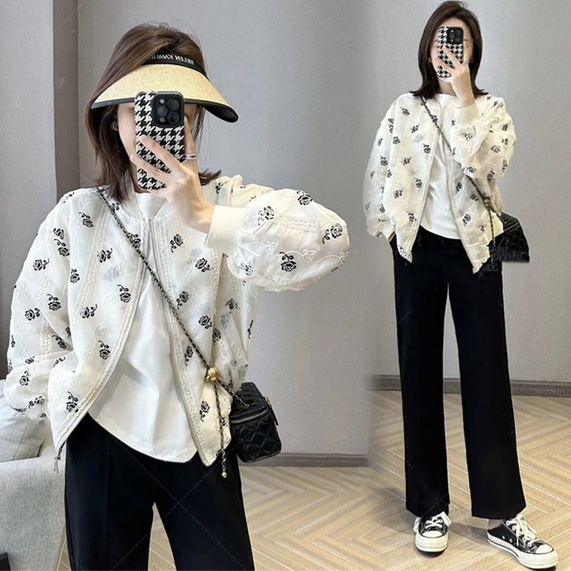 Blue Sea Yinuo Lace Embroidery Advanced Sense Sunscreen Baseball Uniform Women 2023 Spring/Summer Loose Slim Thin Sunscreen Clothes