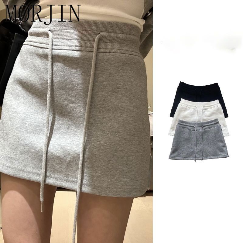 MORJIN skirt 2023 summer design sense drawstring casual sports high waist hot girl a word bag hip short skirt