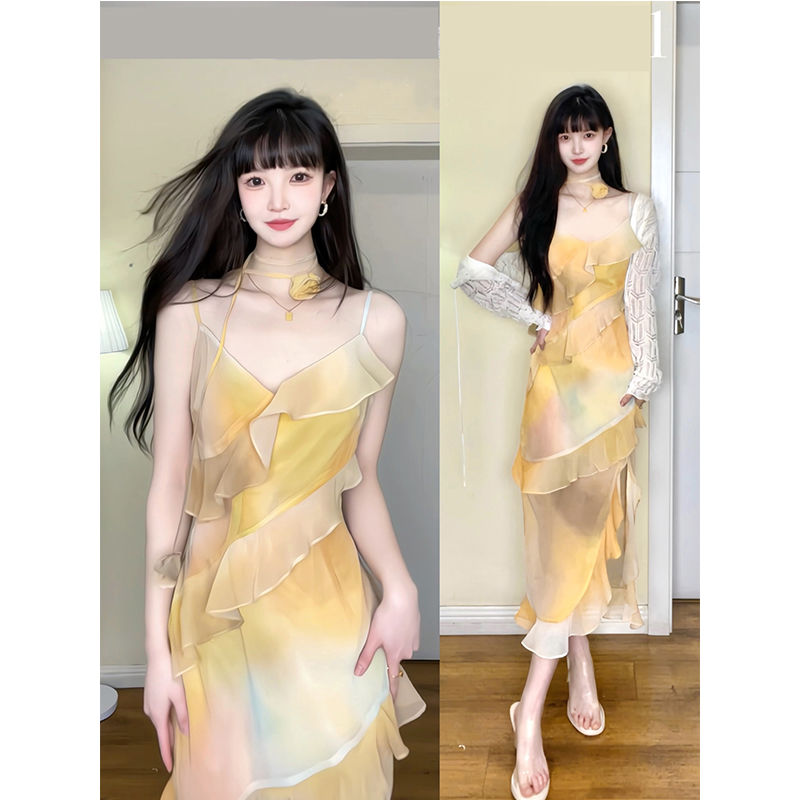 【品牌LALADUDU】胖mm法式茶歇連衣裙女夏時尚修身顯瘦氣質長裙子