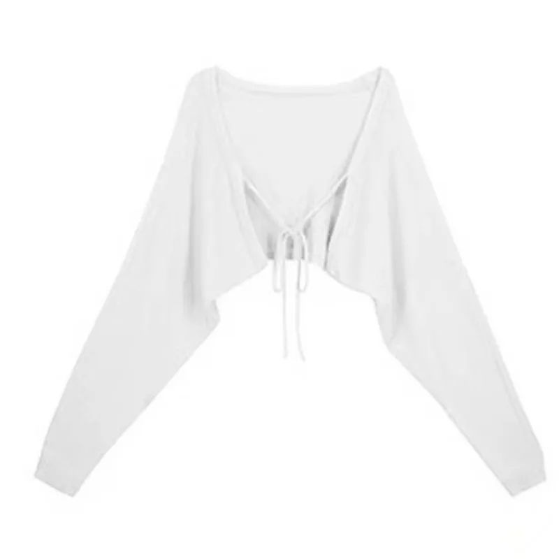 Ice silk sunscreen cardigan women 2023 summer long-sleeved shawl short loose black coat women's tops