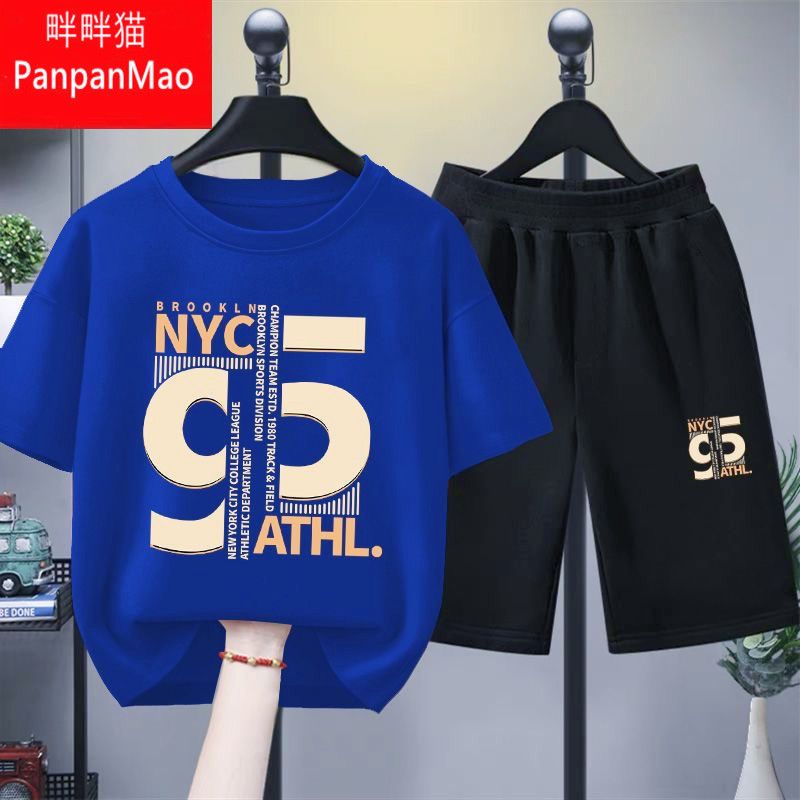 兒童新款短袖套裝小中大童運動服半袖男女童夏裝男童夏裝兩件套