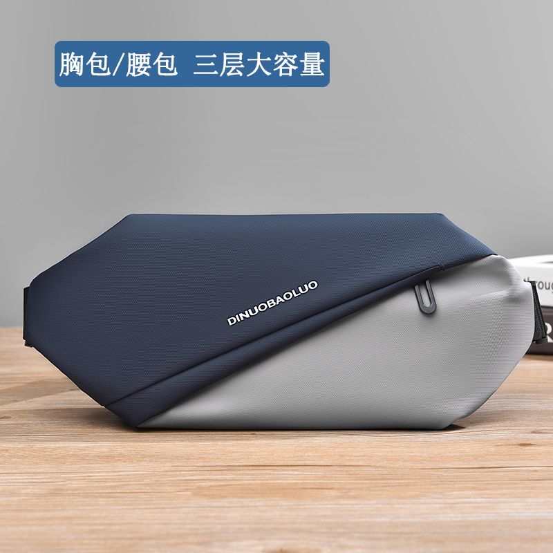 New crossbody bag men's chest bag chaoliu waist bag large capacity casual shoulder bag thickened single shoulder motorcycle riding backpack