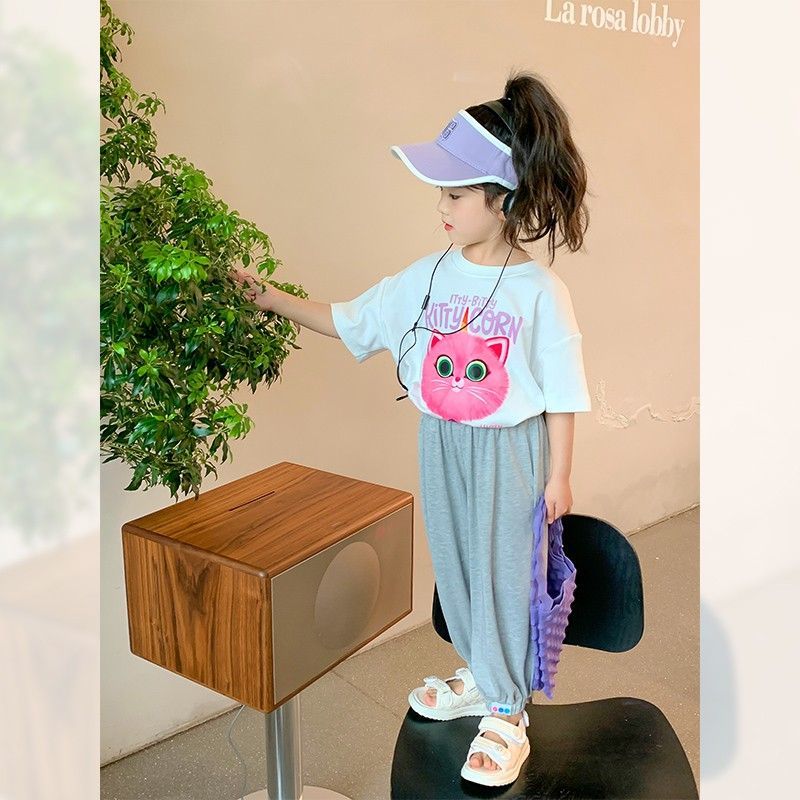 Girls' anti-mosquito pants 23 summer new children's cool ice silk shaking pants baby foreign style all-match casual pants tide