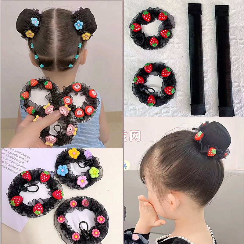 Children's dance special hair net for girls with round hair and lazy people's artifact summer hair net pocket head flower hair accessories