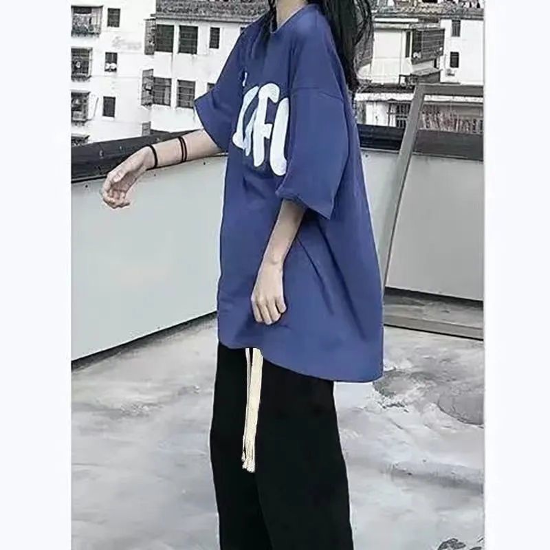  hot style summer short-sleeved suit Klein blue T-shirt female students loose + casual trousers to wear a complete set