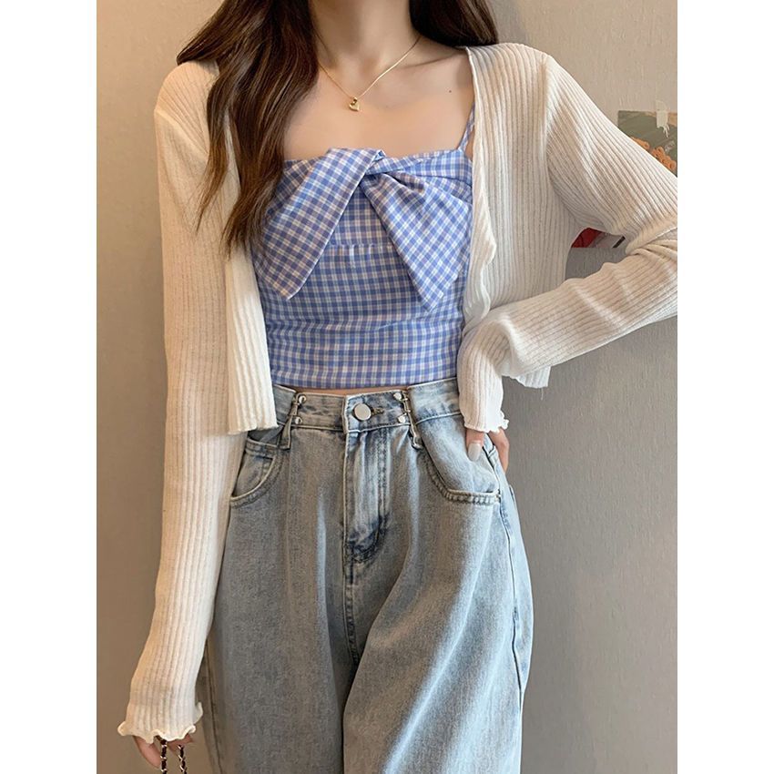 White outer cardigan thin section women's summer with suspenders short blouse shawl bm short knitted ice silk sunscreen clothing