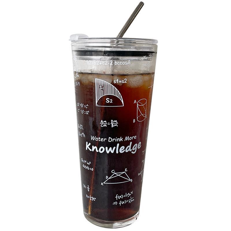 玻璃吸管杯大容量1000ml男女办公喝水高硼硅耐热咖啡饮料奶茶杯子