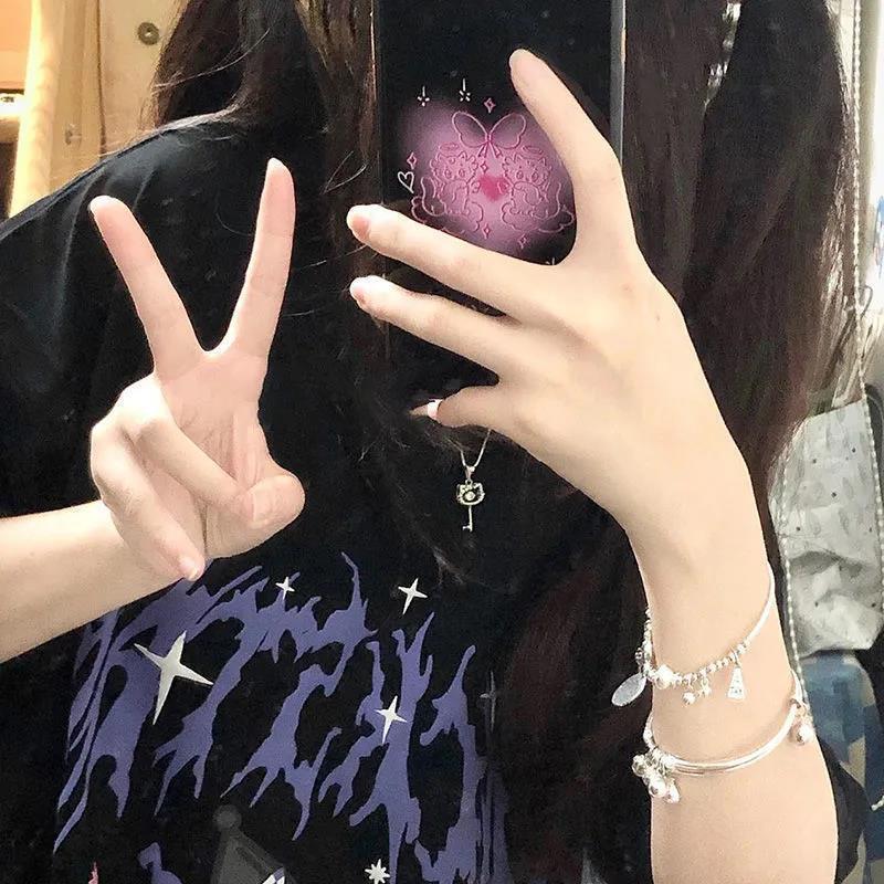 Summer new sweet cool ins style short-sleeved t-shirt female students Korean version loose oversize design half-sleeved top