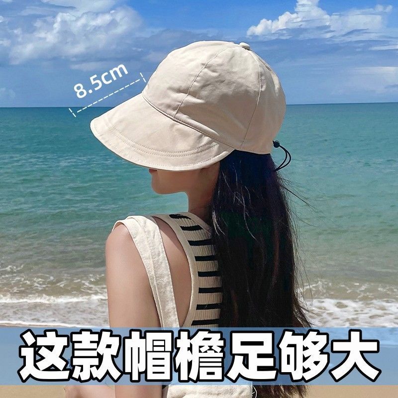 Zhao Lusi same fisherman hat women's summer new sunshade sunscreen sun hat with big head and face showing small duck tongue hat