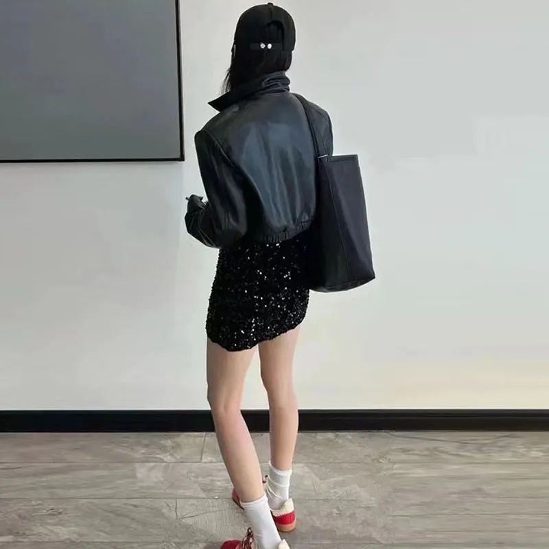 黑色短款皮衣外套女高级感春秋新款设计感小众PU夹克拉链上衣