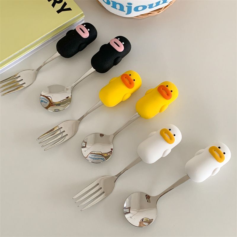 优美家304卡通便携式勺子叉子筷子套装三件套学生儿童上班族餐具