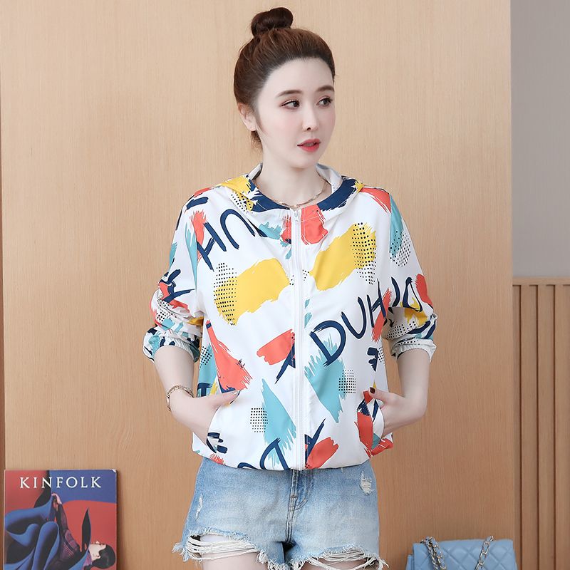 Short sun protection clothing for women to wear outside  new summer loose printed small breathable thin sun protection clothing jacket