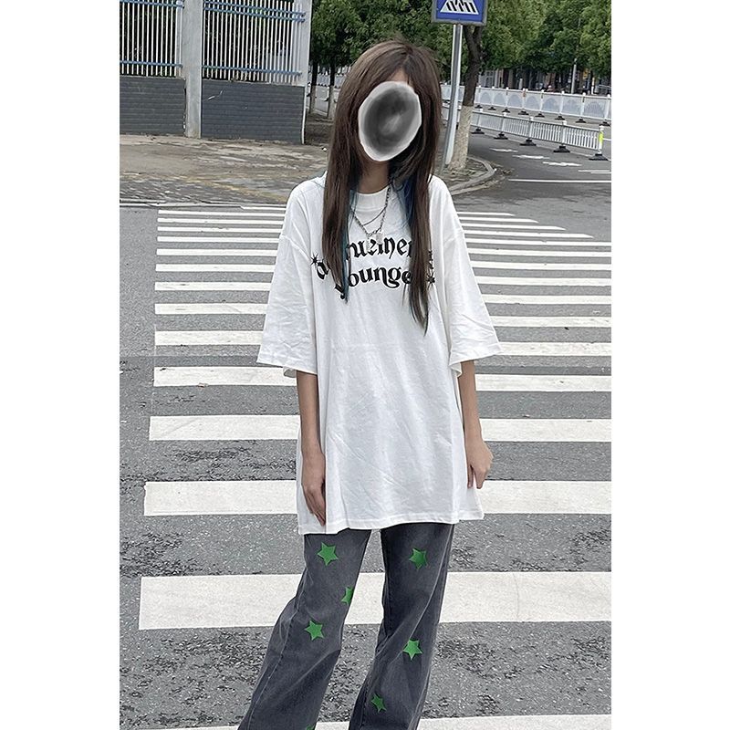 European and American tide brand national tide short-sleeved t-shirt women's summer loose ins couple American high street oversize half-sleeved top