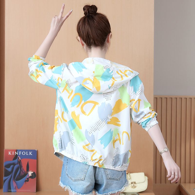 Short sun protection clothing for women to wear outside  new summer loose printed small breathable thin sun protection clothing jacket