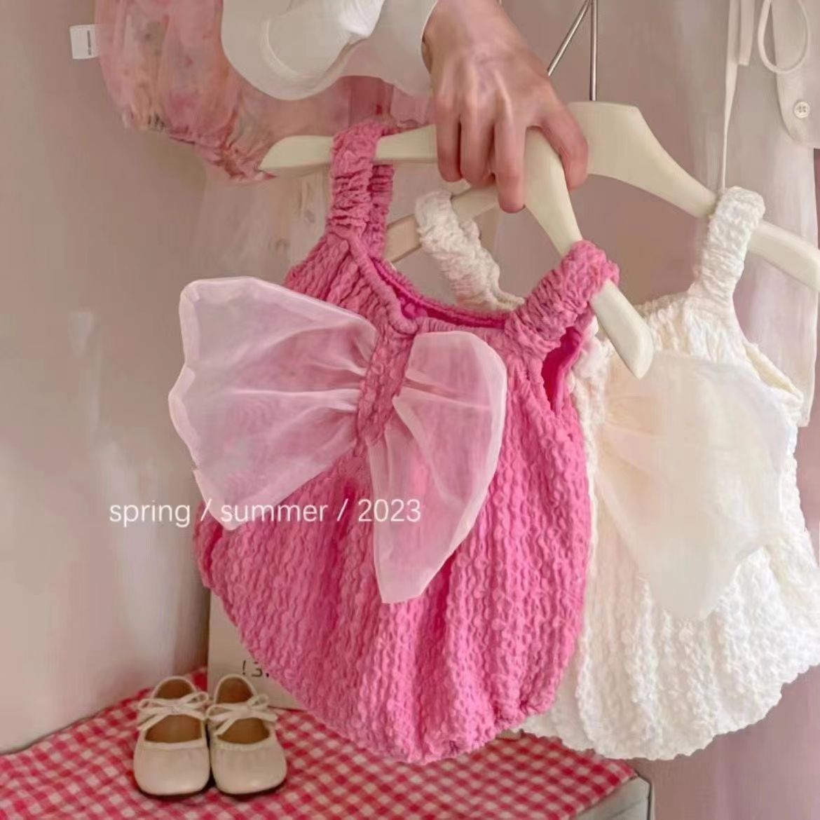 嬰幼兒姐妹裝夏季新款女寶寶連體衣體吊帶背心哈衣洋氣公主裙子潮