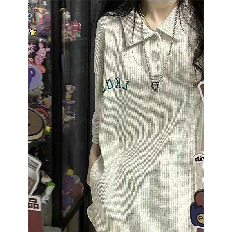 Hong Kong style retro lapel pure desire to show white [polo shirt] short-sleeved T-shirt female college style ins super hot loose hot girl