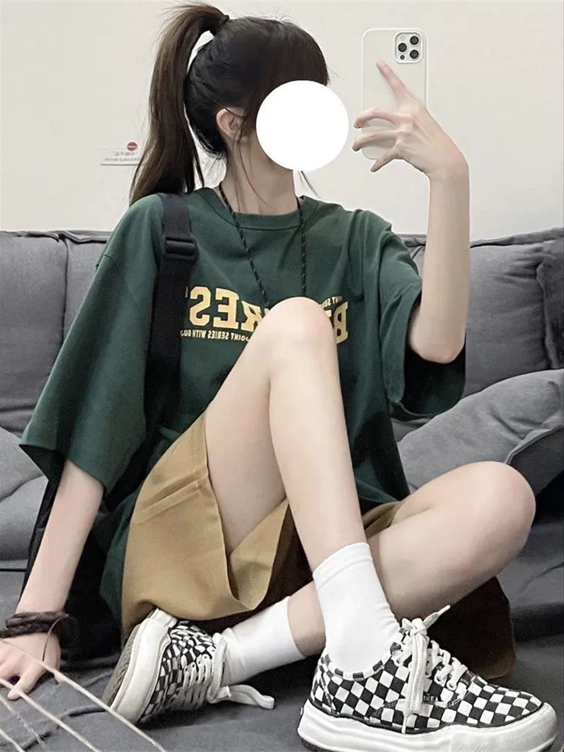 Tea wear suit female summer can be salty sweet students Korean version of loose short-sleeved T-shirt sports shorts set