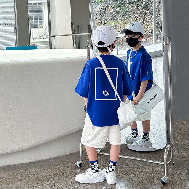 男童夏季套裝兒童運動服夏裝男大童2023新款短袖薄中大童帥氣薄款