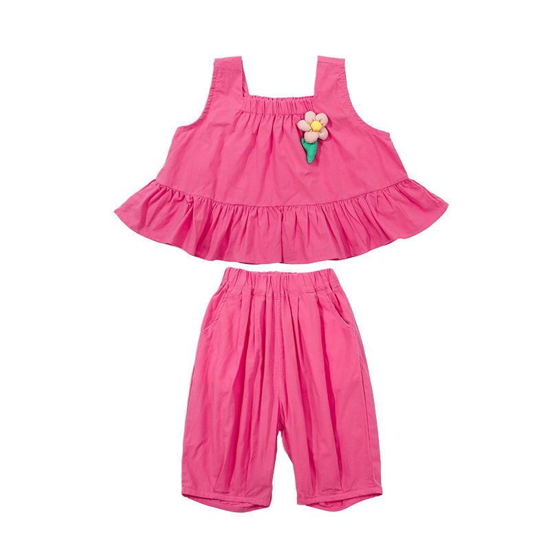女童夏装套装2023新款韩版薄款儿童无袖背心时髦女宝宝洋气两件套