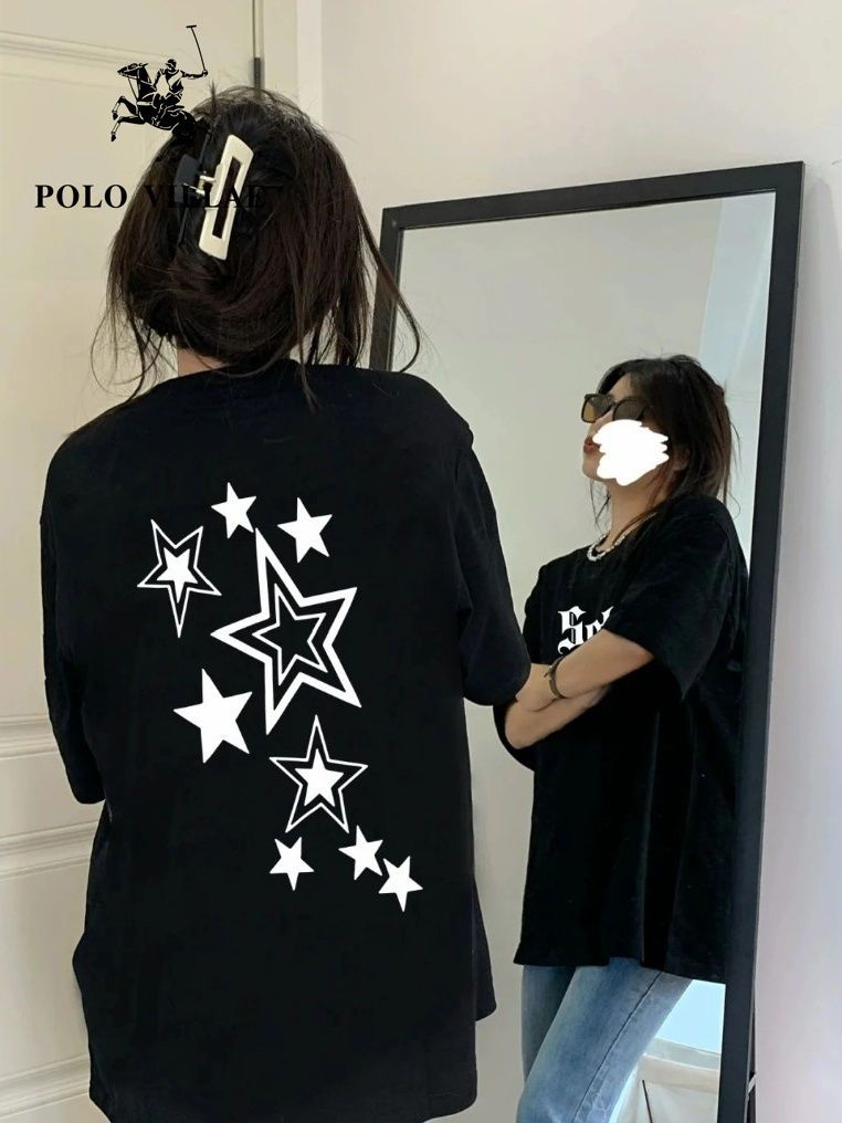 100% can't afford the ball European and American high street five-pointed star short-sleeved T-shirt female hip-hop style vibe niche half-sleeved top ins