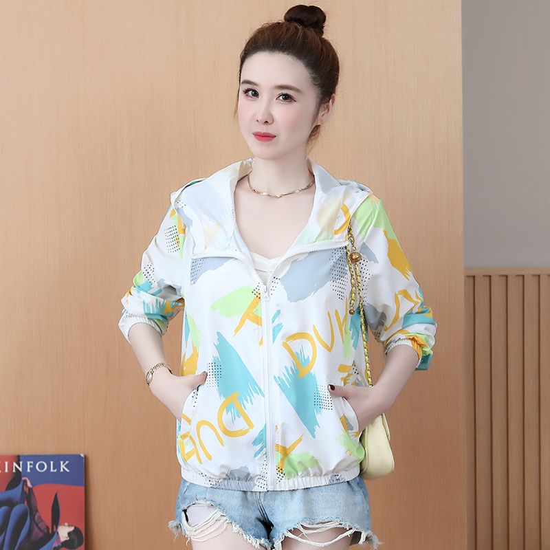 Short sun protection clothing for women to wear outside  new summer loose printed small breathable thin sun protection clothing jacket