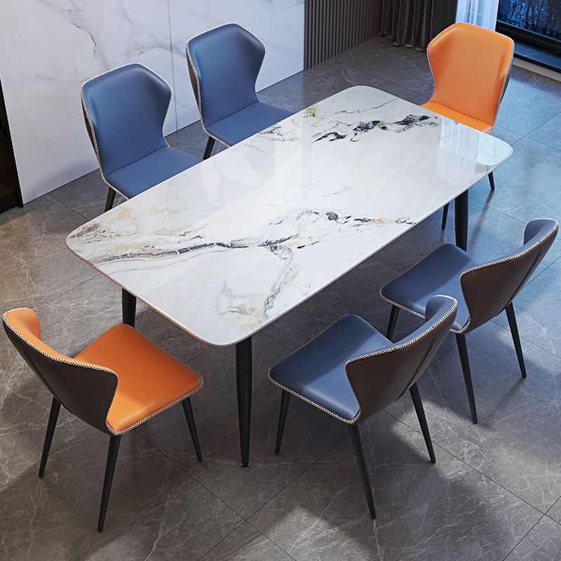意式岩板餐桌长方形家用小户型现代简约轻奢新款大理石餐桌椅组合
