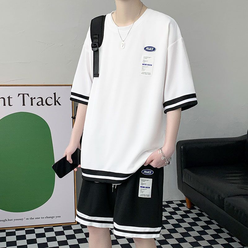 初高中學生冰絲運動套裝12-16歲男孩短袖t恤15青少年帥氣大童夏裝