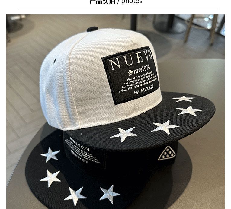 Pentagram Hoed met platte rand voor heren Lente, zomer en herfst Grote hoofdomtrek Baseballcap met brede rand voor dames Mode_voghion.com