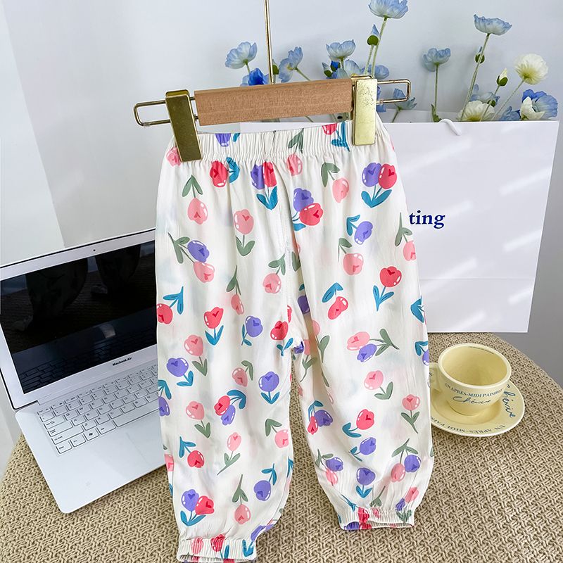 Boys summer pants new children's anti-mosquito pants baby casual pants girls air-conditioning pants summer outer wear thin section
