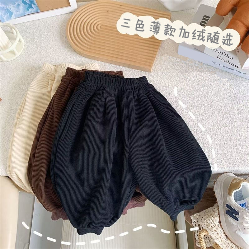 春夏薄款燈芯絨束腳褲男女童寬鬆兒童防蚊褲子百搭休閒運動長褲潮