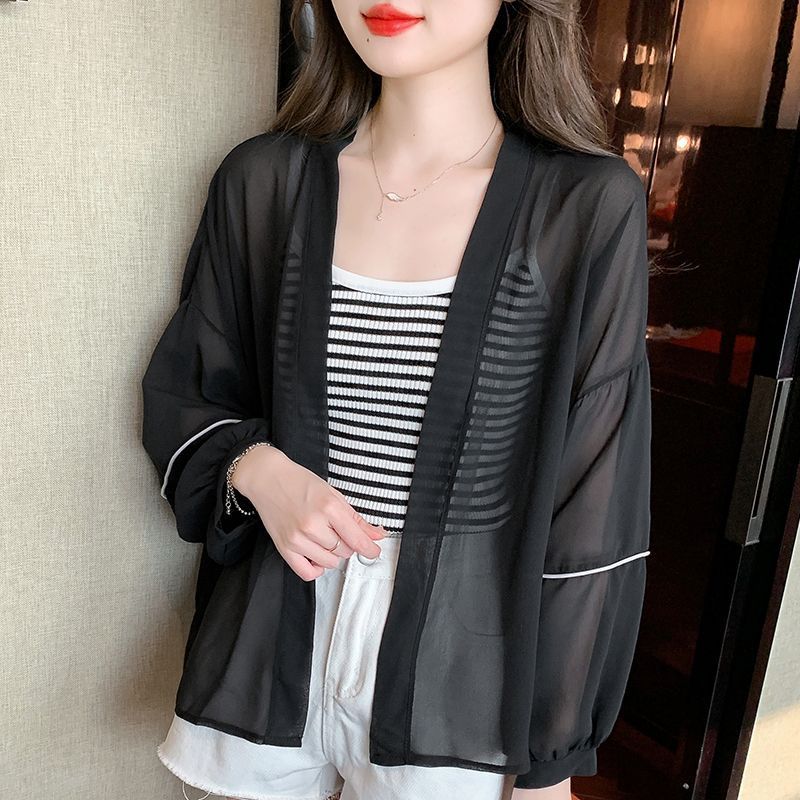 雪紡寬鬆防曬衣女2023夏季新款薄長袖外套寬鬆休閒透氣防曬服開衫