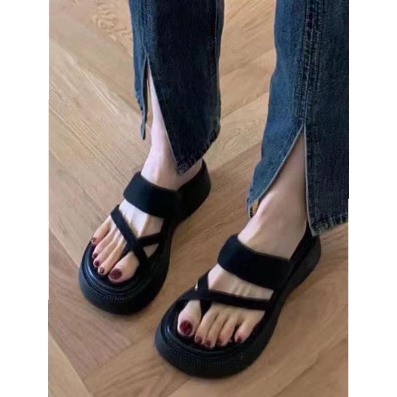 Thick-soled slippers women's  new summer niche platform shoes with skirt outer wear design sense of sandals French sandals