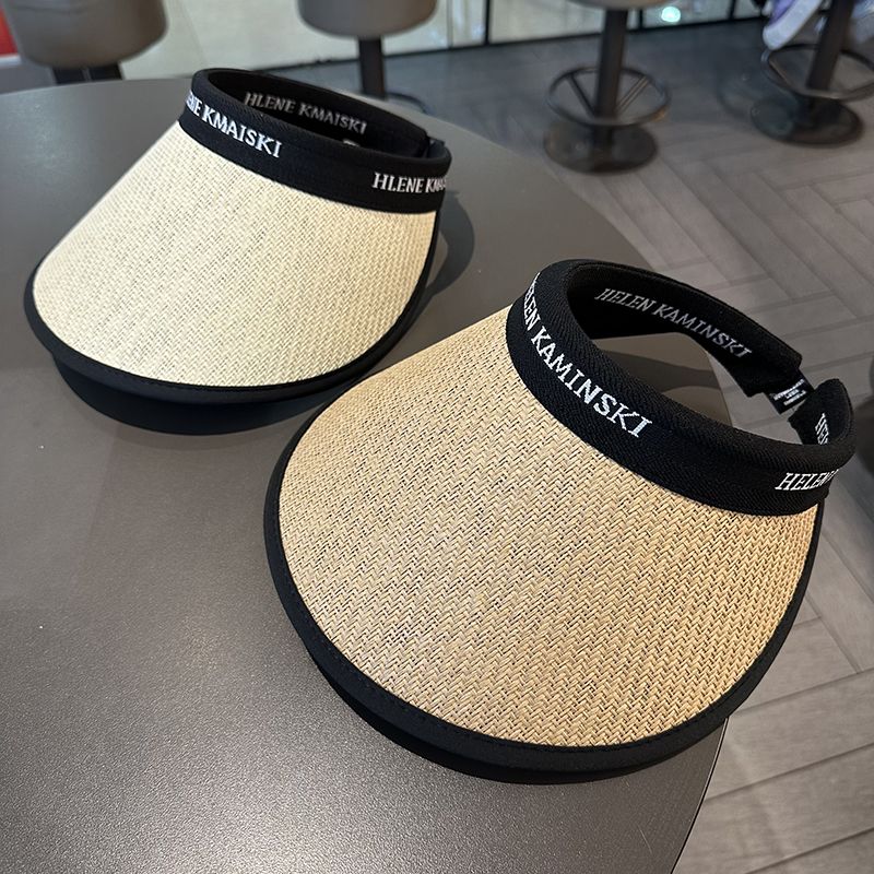 Damen Strohvisor Sonnenhut Mit Breiter Krempe Uv Sonnenschutz_voghion.com