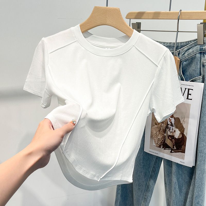 Pure desire short-sleeved t-shirt women's summer self-cultivation Korean sweet fashion niche design high-end women's tops ins tide