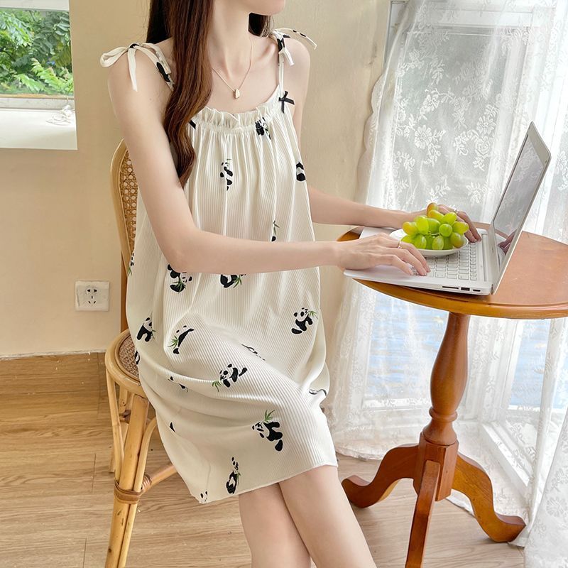 High-quality modal summer camisole ladies nightdress ins style net red loose ice silk home service pajamas