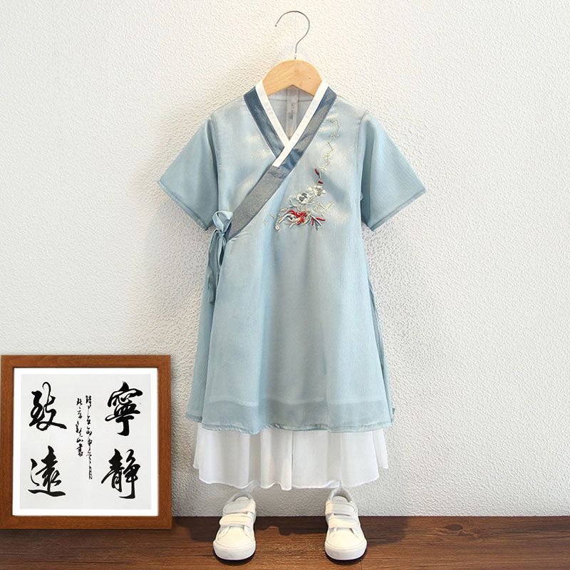 男女童夏季中國風漢服套裝幼兒園演出服中小學生國學古裝兒童唐裝