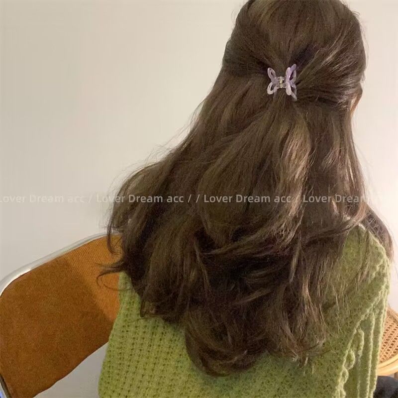 Korean style pink and purple patterned acetate butterfly hairpin, sweet and versatile grabber hairpin, ponytail clip, fashionable hair accessory