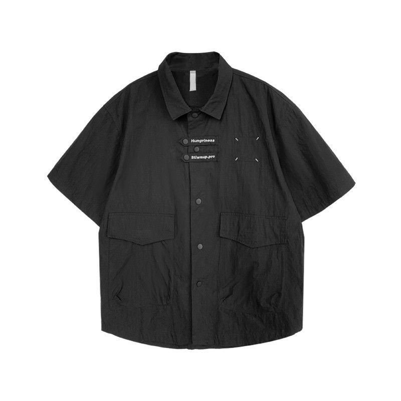 Summer thin short-sleeved shirt men's Korean style trendy loose half-sleeved top American tooling casual shirt jacket