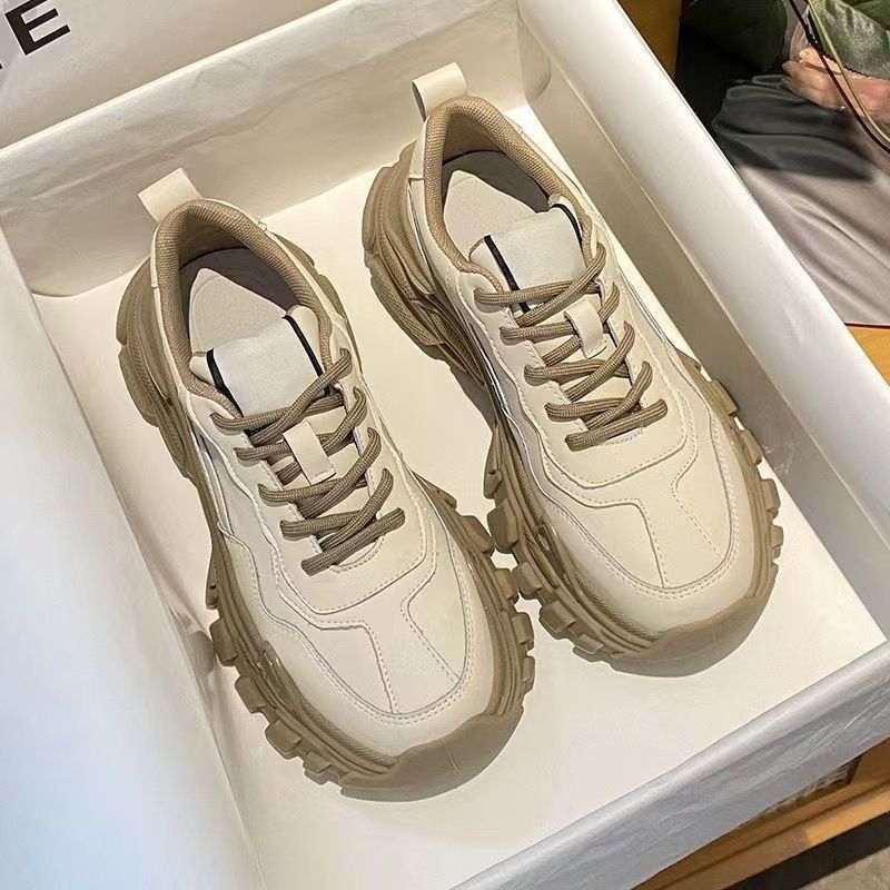Korean version of daddy shoes women 2023 spring and summer new thick-soled all-match small white shoes Hong Kong style light casual sports shoes