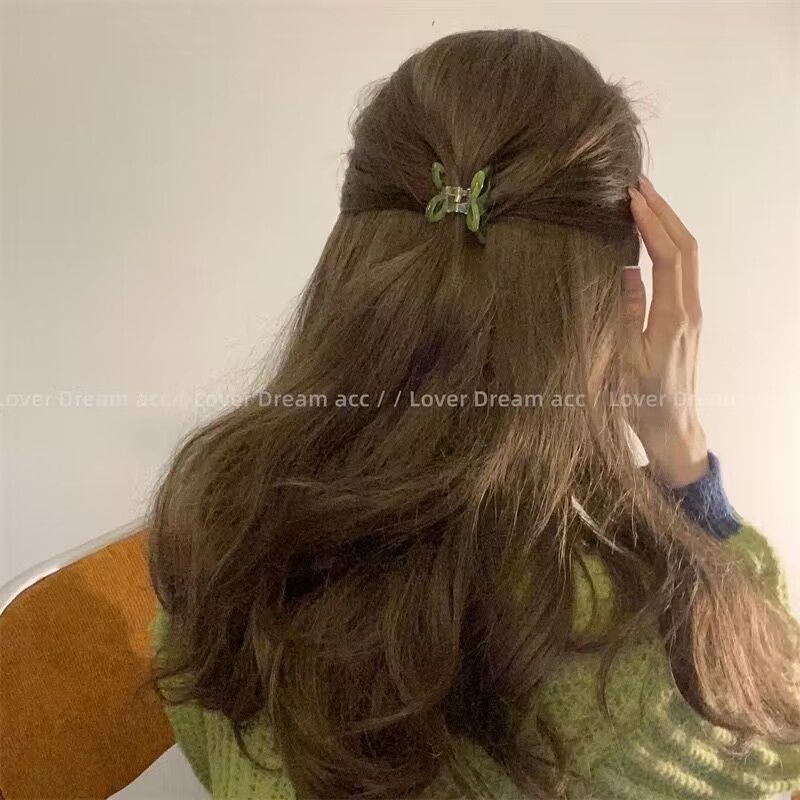 Korean style pink and purple patterned acetate butterfly hairpin, sweet and versatile grabber hairpin, ponytail clip, fashionable hair accessory